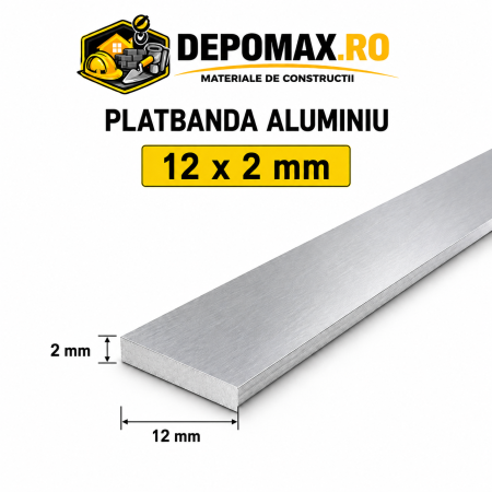 Platbanda aluminiu 12 x 2 mm, 6 metri (EN-AW 6060)